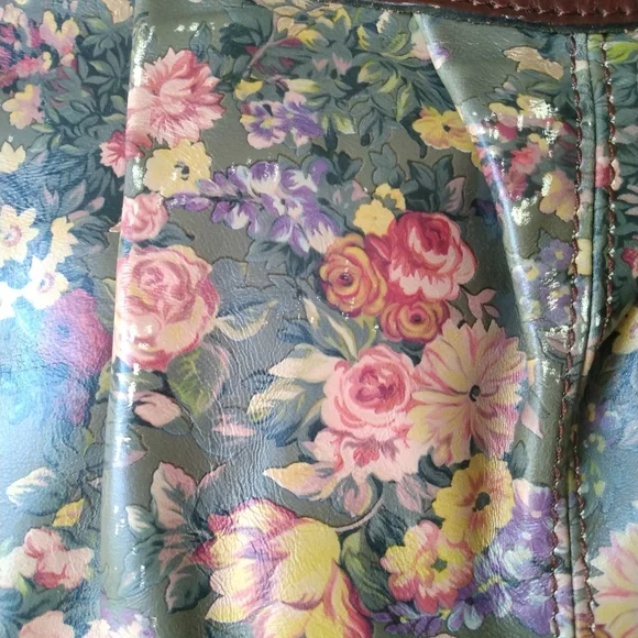PATRICIA NASH ENGLISH COUNTRY FLORAL LEATHER SATCHEL GUC - Picture 15 of 16